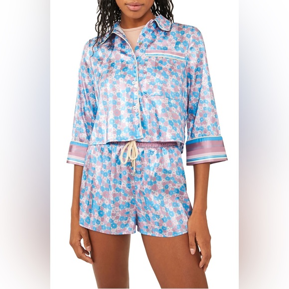 Free People Pillow Talk Pj crop set cool Floral lavender combo Matching Set - Picture 2 of 4